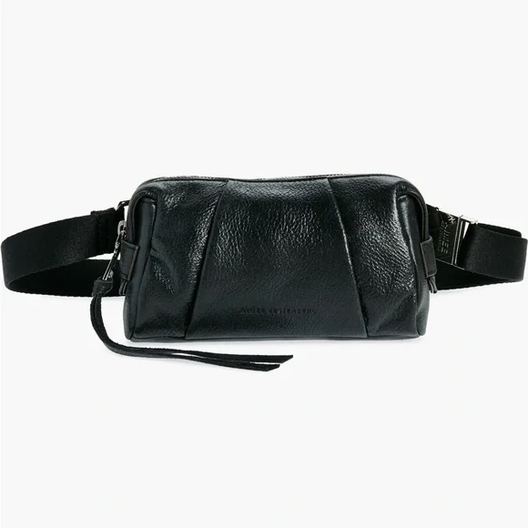 Aimee Kestenberg “Corfu” Leather Belt Bag, Black Vintage w/ Shiny Silver Accents - Picture 5 of 17